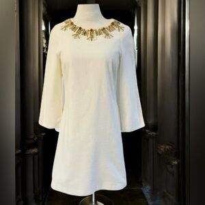 MILLY NEW YORK White Cotton Jewel Embellished Dress Size 10